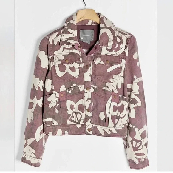 NWT Anthropologie Mags Linen Utility Trucker Jacket - Picture 1 of 7